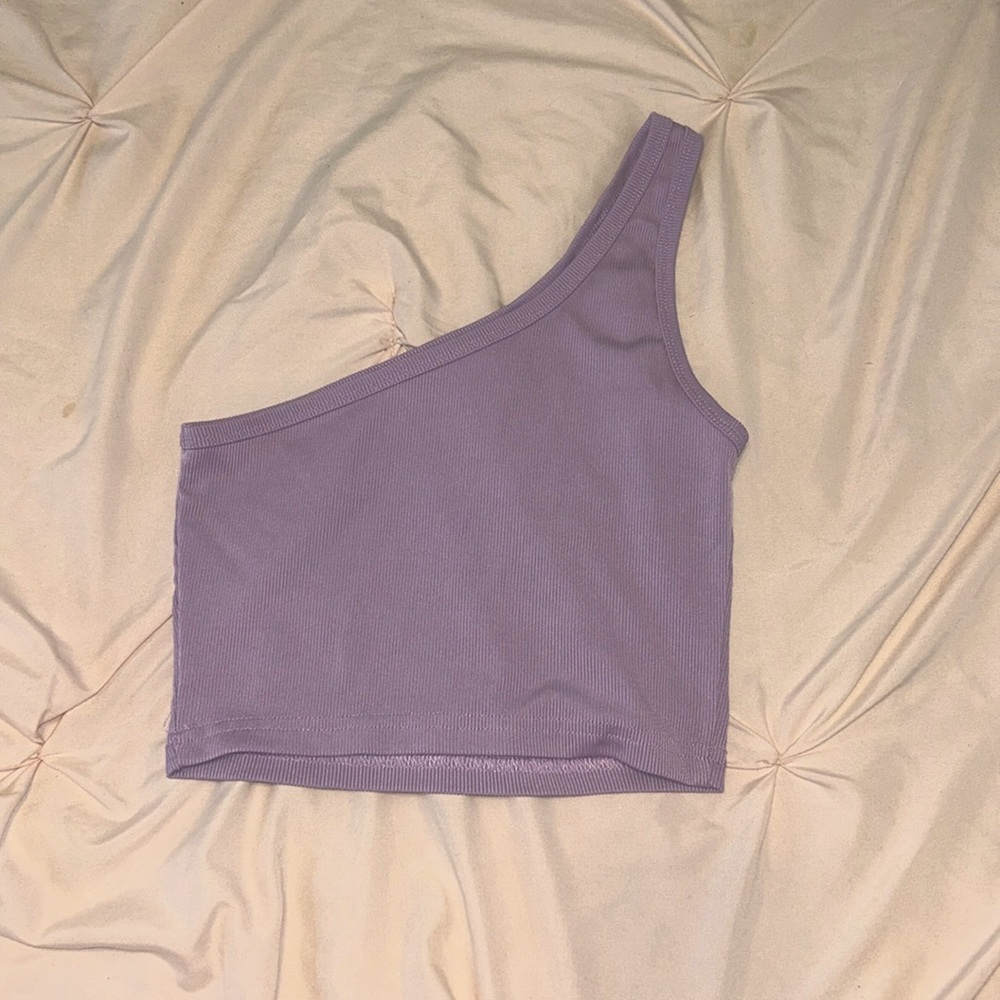 Purple one shoulder crop top